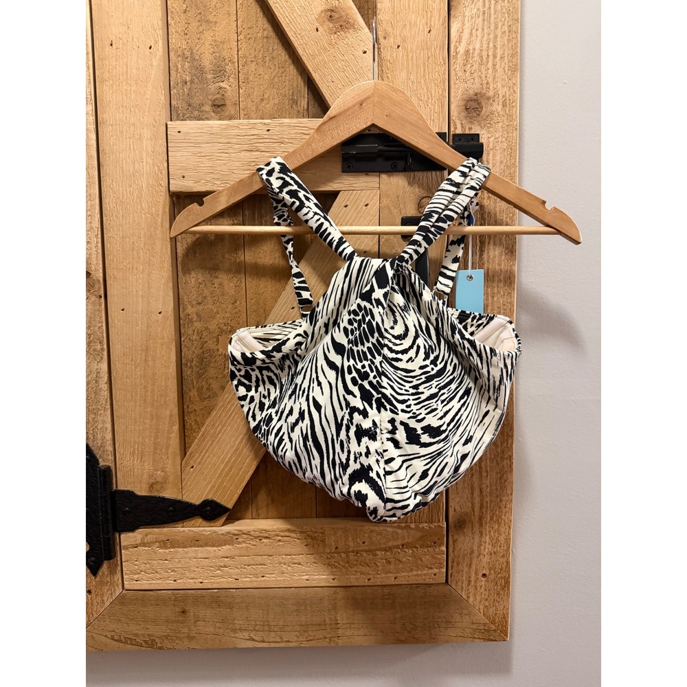 Birdsong Leopard Luxe High Neck  Bikini Top Black White 32I S10181